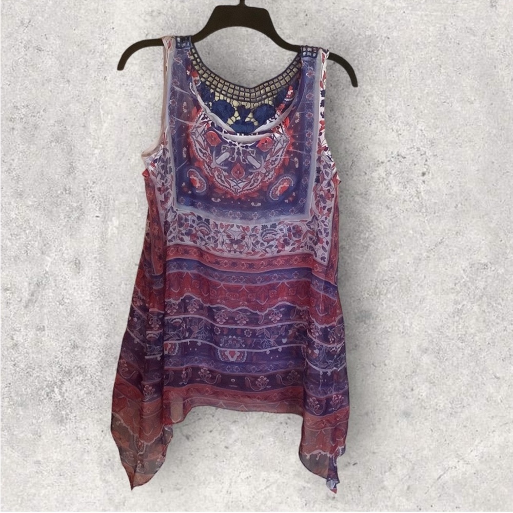 Live & Let Live sheer boho sleeveless top